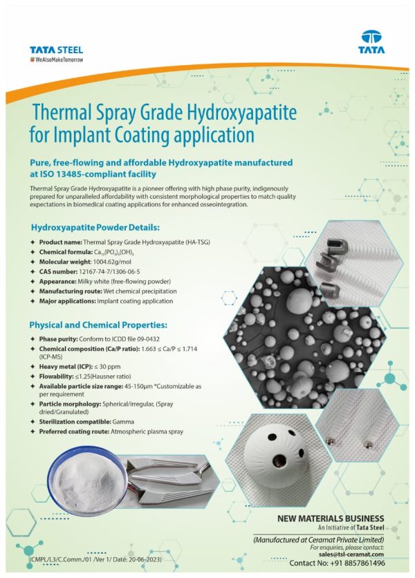Thermal spray grade hydroxyapatite